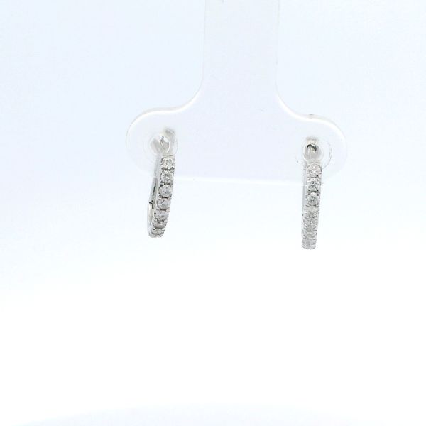 0.20CTW DIAMOND OVAL SHAPED HUGGIE EARRINGS SET IN 14K WHITE GOLD Lester Martin Dresher, PA