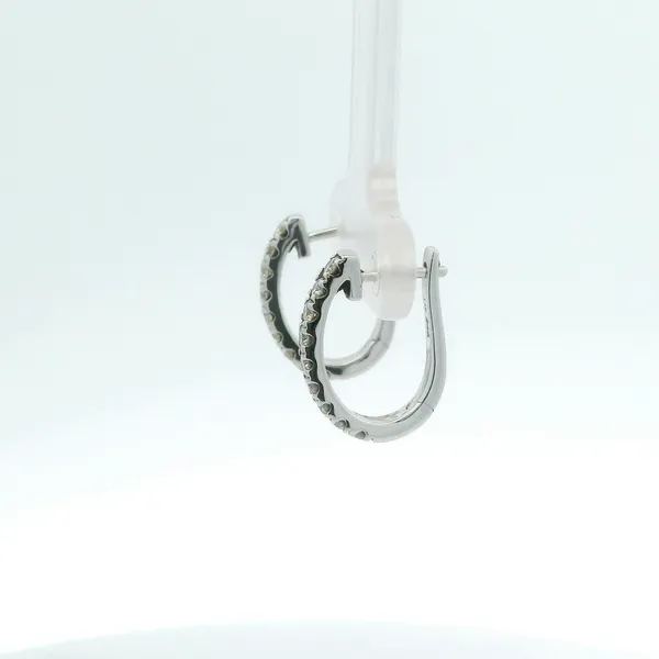 0.50CTW DIAMOND OVAL SHAPED HUGGIE EARRINGS SET IN 14K WHITE GOLD Image 2 Lester Martin Dresher, PA