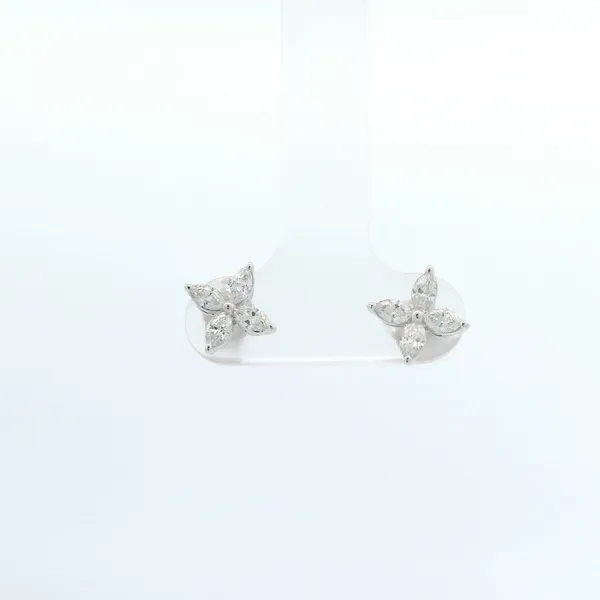 0.25CTW DIAMOND FLOWER STUD EARRING SET IN 14K WHITE GOLD Image 2 Lester Martin Dresher, PA