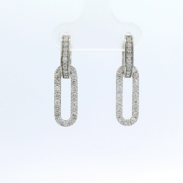 0.85CTW DIAMOND OPEN OVAL EARRINGS HANGING FROM A DIAMOND HUGGIE SET IN 14 Lester Martin Dresher, PA