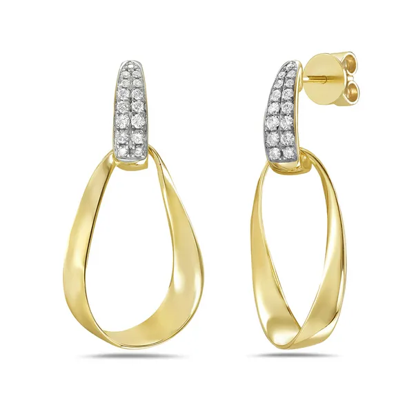 0.24CTW DIAMOND PAVE BAR AND OPEN FREE-FORM OVAL HANGING EARRINGS Lester Martin Dresher, PA