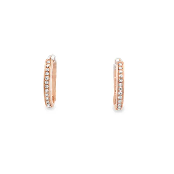 0.10CTW DIAMOND HINGED OVAL HUGGIE  EARRINGS SET IN 14K ROSE GOLD Lester Martin Dresher, PA