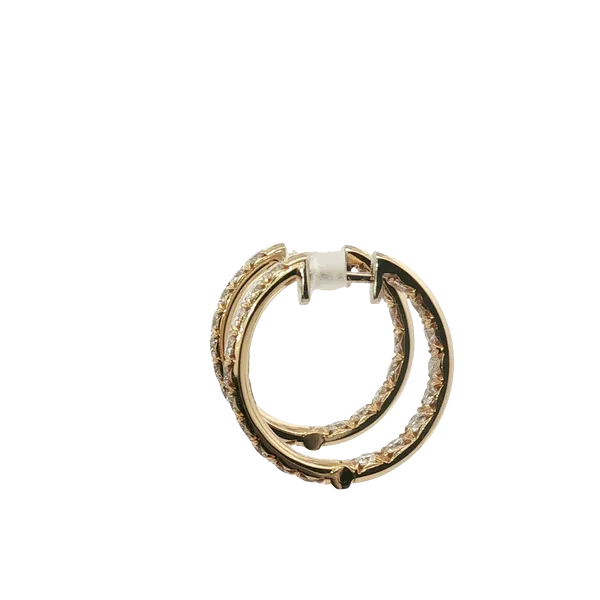 1.53CT TW  DIAMOND HUGGIE HOOP EARRINGS SET IN 18K YELLOW GOLD Image 2 Lester Martin Dresher, PA