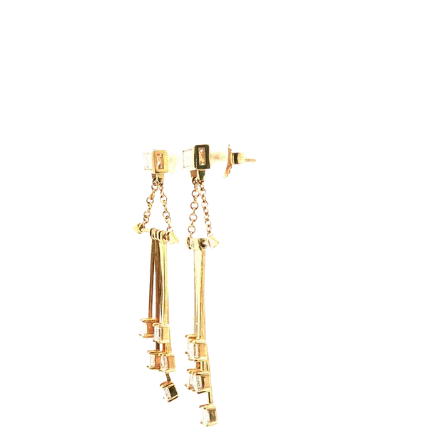 1.25CT TW DIAMOND 5 BAR AND CHAIN BAGUETTE DROP EARRINGS Image 2 Lester Martin Dresher, PA