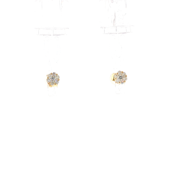 0.24CT DIAMOND FLOWER CLUSTER STUD EARRINGS SET IN 14K YELLOW GOLD Lester Martin Dresher, PA