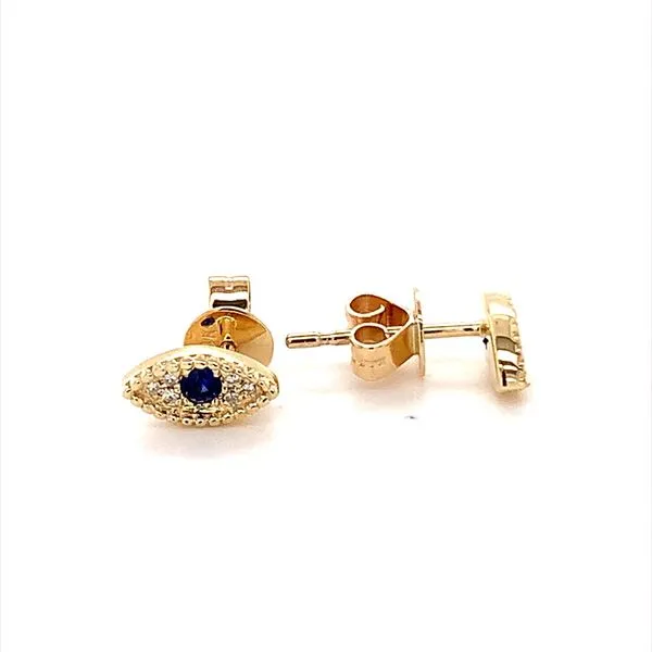 0.11 CTW SAPPHIRE AND 0.4CTW DIAMOND EVIL EYE STUD EARRINGS Image 2 Lester Martin Dresher, PA