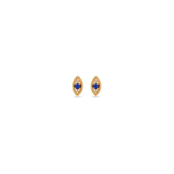 0.11 CTW SAPPHIRE AND 0.4CTW DIAMOND EVIL EYE STUD EARRINGS Lester Martin Dresher, PA