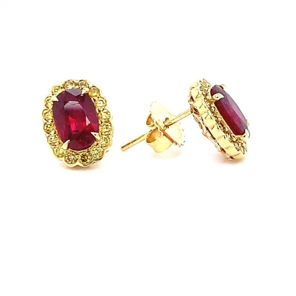 18K RUBY AND YELLOW DIAMOND EARRINGS Image 2 Lester Martin Dresher, PA