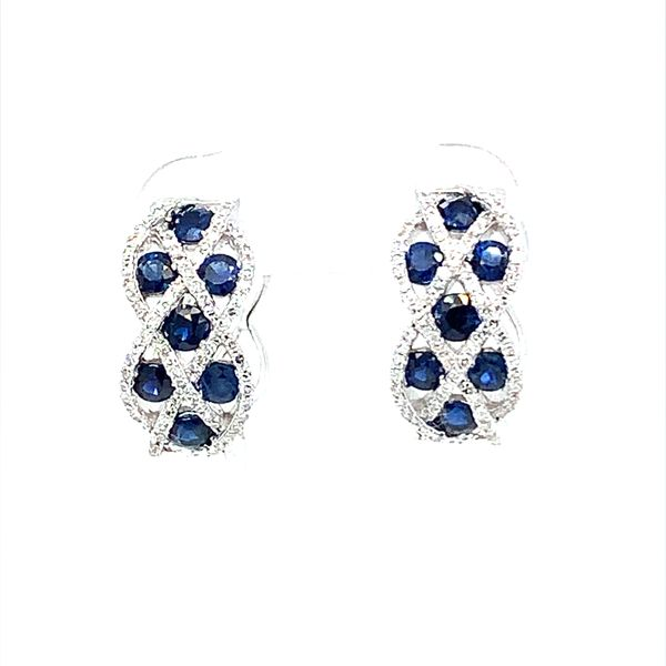 1.63CTW SAPPHIRE AND 0.44CTW DIAMOND CRISS CROSS HUGGIE STYLE EARRINGS Lester Martin Dresher, PA