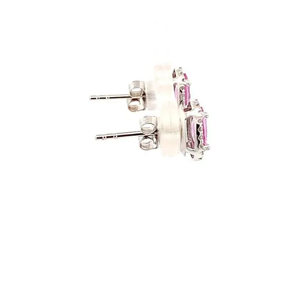 0.95TWT PINK SAPPHIRRE STUD EARRINGS IN 14K WHITE GOLD Image 2 Lester Martin Dresher, PA