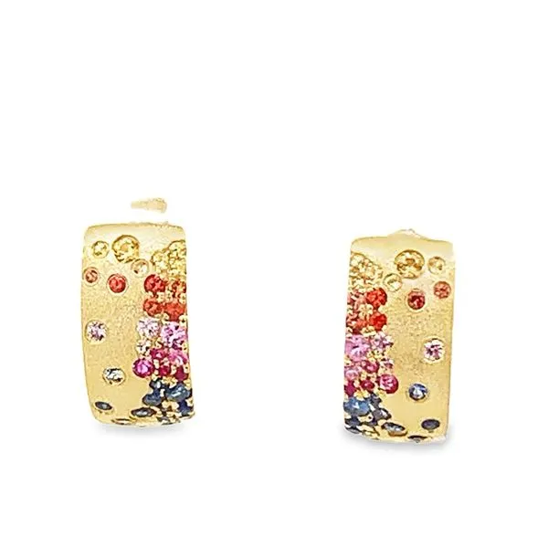 0.86CT DIAMOND CONFETTI STYLE FLUSH SET RAINBOW SAPPHIRES...