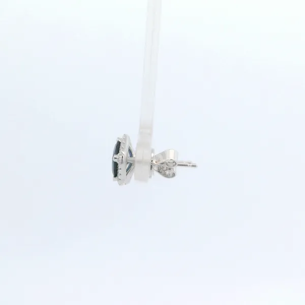 1.81CT CUSHION CUT SAPPHIRE AND 0.24CTW DIAMOND HALO POST EARRINGS Image 2 Lester Martin Dresher, PA