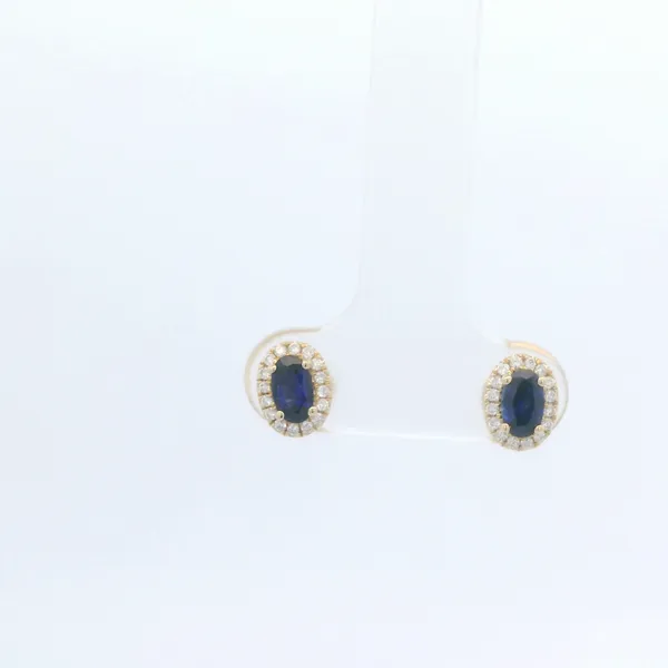 0.65CTW OVALSAPPHIRE AND 0.12CTW DIAMOND HALO POST EARRINGS Lester Martin Dresher, PA