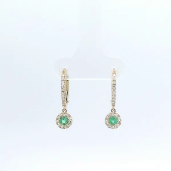 0.21CTW EMERALD AND 0.29 CTW DIAMOND HALO EARRINGS Lester Martin Dresher, PA