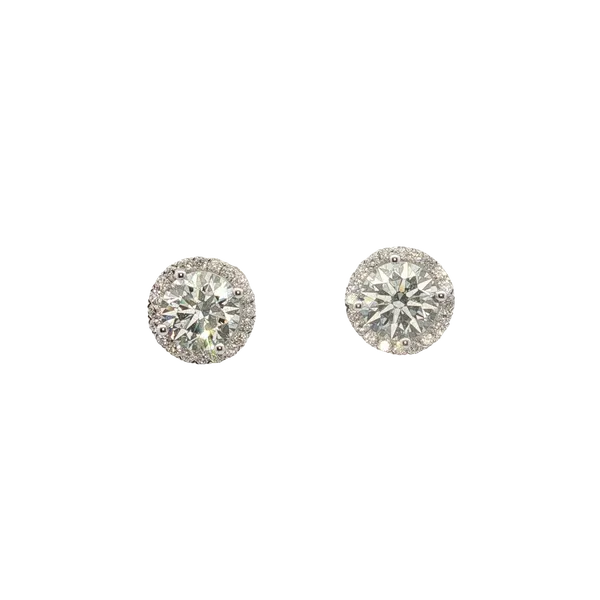 2.45 CT TW Lab-Grown Diamond Halo Earrings with D Color AGS Ideal Center Diamonds Lester Martin Dresher, PA