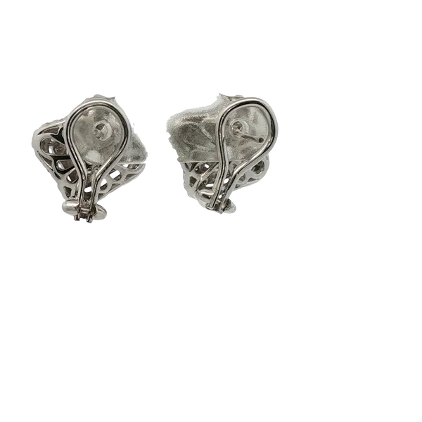 2.00CT TWT LAB GROWN DIAMOND OMEGA BACK EARRINGS WITH A NATURAL DIAMOND DOUBLE HALO SET IN 18K WHITE GOLD Image 3 Lester Martin Dresher, PA