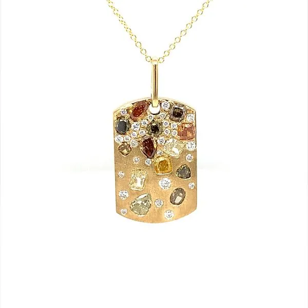 2.53CTW  CONFETTI FANCY COLOR DIAMOND DOGTAG NECKLACE