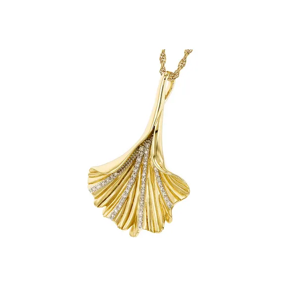 14K 0.20CTW DIAMOND PETAL PENDANT ON AN 18