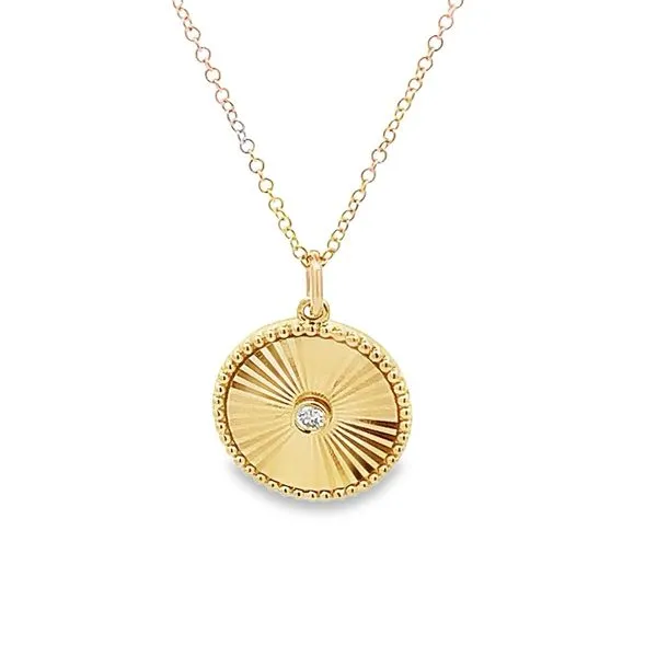 0.04CT DIAMOND IN A FLUTED DISC PENDANT Lester Martin Dresher, PA