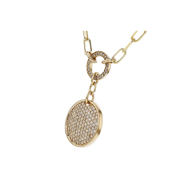14K 0.92CTW DIAMOND DISC PENDANT ON AN 17