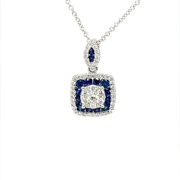 0.56CTW SAPPHIRE AND 0.43CTW DIAMOND SQUARE CLUSTER PENDANT Lester Martin Dresher, PA