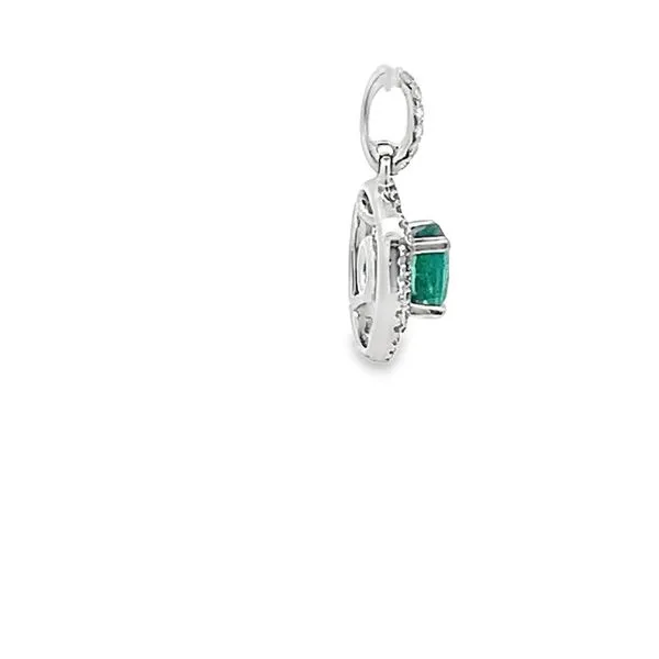 0.66CT EMERALD AND 0.20CTW DIAMOND HALO WITHIN A CIRCLE PENDANT Image 2 Lester Martin Dresher, PA
