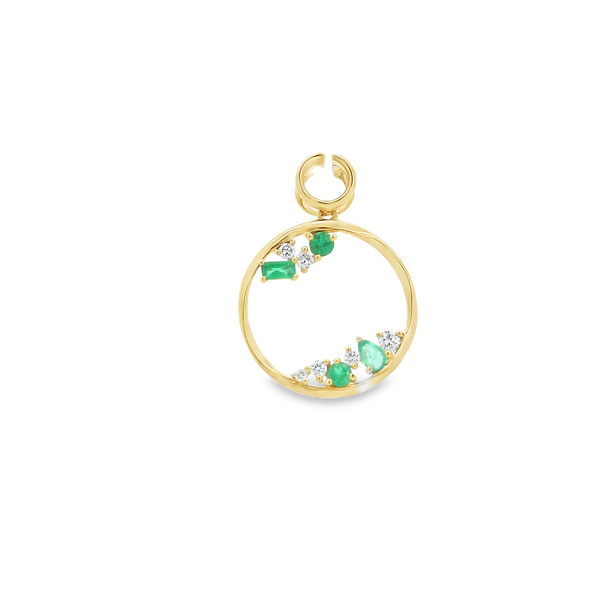 0.16CTW EMERALD AND 0.10CTW DIAMOND CIRCLE PENDANT Lester Martin Dresher, PA