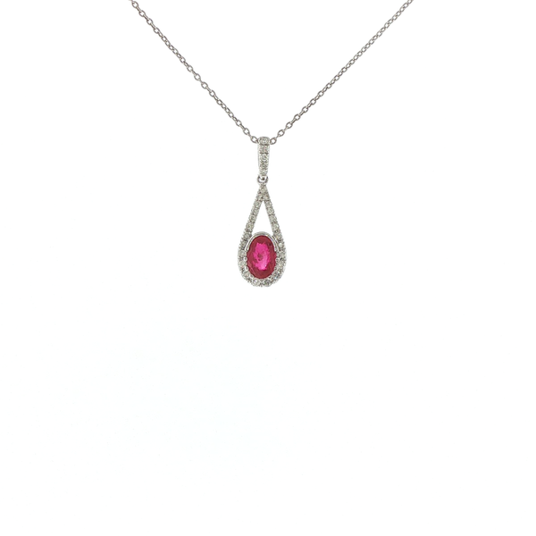 RUBY AND DIAMOND PENDANT Lester Martin Dresher, PA