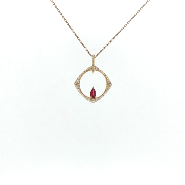 RUBY AND DIAMOND PENDANT Lester Martin Dresher, PA