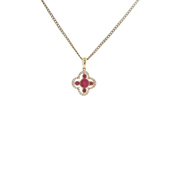 RUBY AND DIAMOND PENDANT Lester Martin Dresher, PA