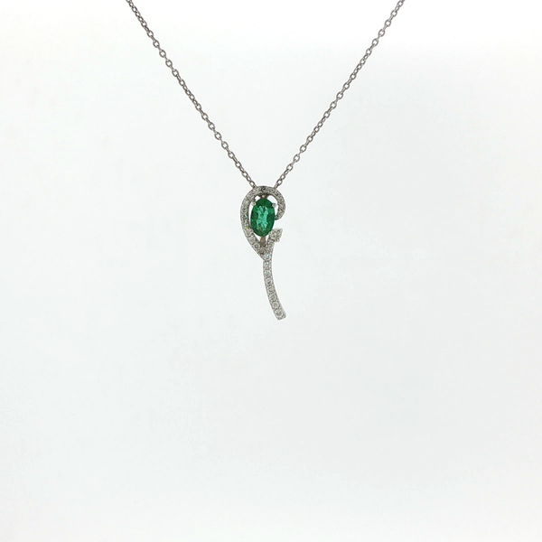 EMERALS AND DIAMOND PENDANT Lester Martin Dresher, PA