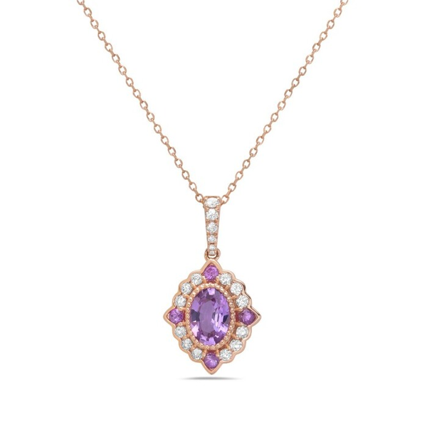 PINK SAPPHIRE AND DIAMOND PENDANT Lester Martin Dresher, PA
