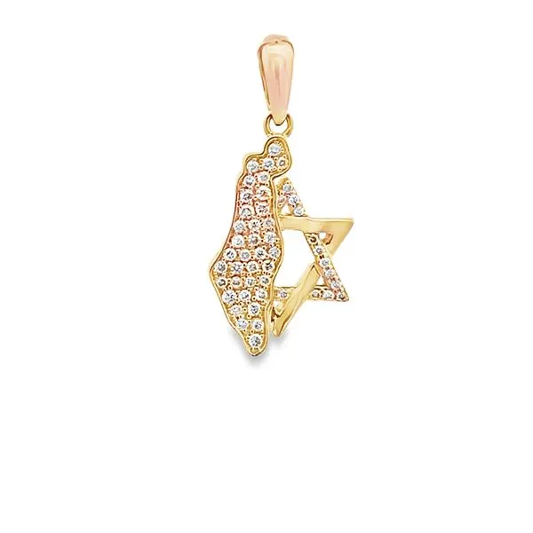 0.15CTW DIAMOND STATE OF ISRAEL AND STAR OF DAVID PENDANT...