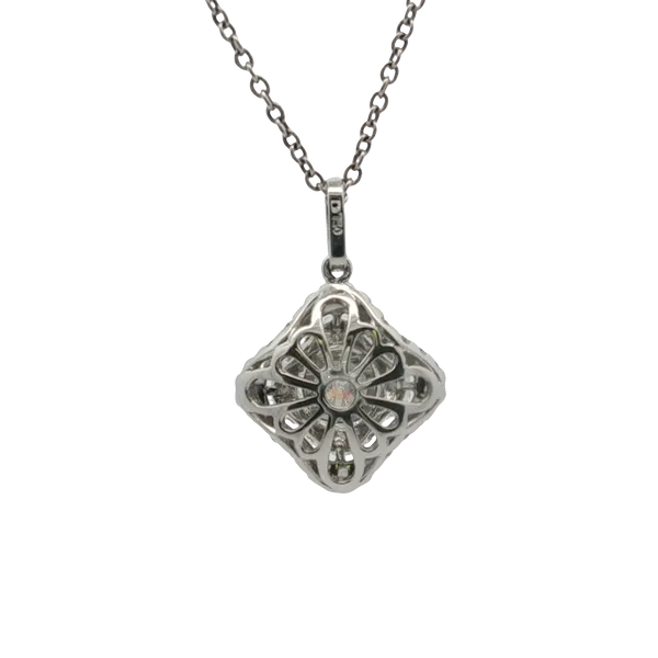 1.01CT LAB GROWN DIAMOND PENDANT WITH A 0.53CT TW NATURAL DIAMOND DOUBLE HALO AND BAIL SET IN 18K WHITE GOLD Image 2 Lester Martin Dresher, PA