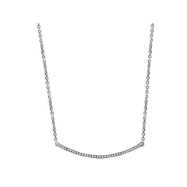 14K WHITE GOLD 0.05CTW DIAMOND CURVED BAR NECKLACE Lester Martin Dresher, PA