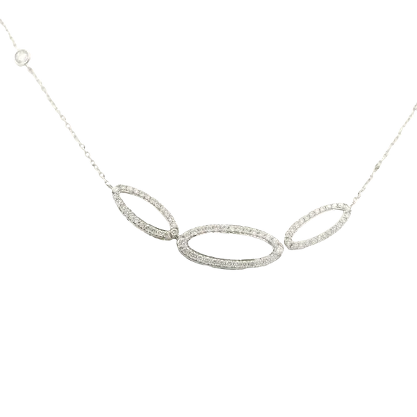 18K 0.51CTW DIAMOND TRIPLE OVAL NECKLACE Lester Martin Dresher, PA