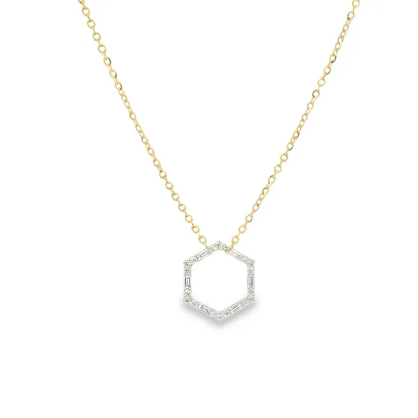 18K YELLOW GOLD 0.30CTW DIAMOND HEXAGON NECKLACE Lester Martin Dresher, PA