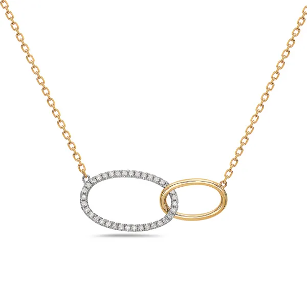 0.19CT TW DIAMOND AND GOLD DOUBLE OVAL NECKLACE Lester Martin Dresher, PA