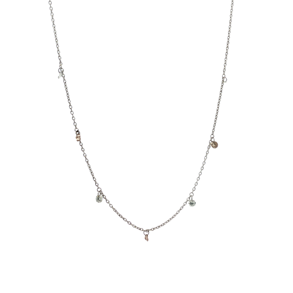0.25CT TW WHITE DIAMOND(4) AND 0.19CT TW BROWN DIAMOND(3) DRILLED DANGLE NECKLACE Lester Martin Dresher, PA