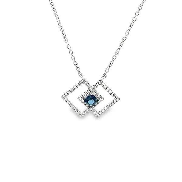 0.34CT SAPPHIRE AND 0.09CTW DIAMOND HALO NECKLACE