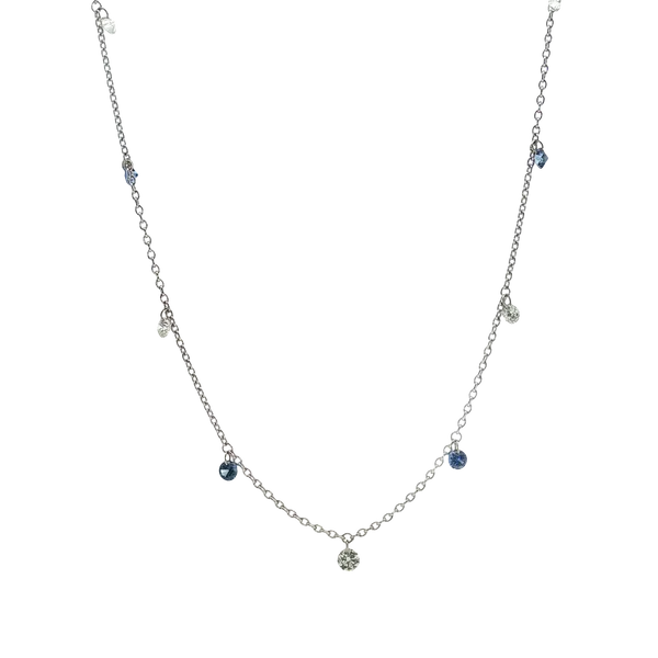 0.30CT TW SAPPHIRE(4) AND 0.29CT TW DIAMOND(5) DRILLED DANGLE NECKLACE Lester Martin Dresher, PA