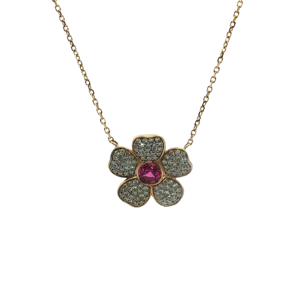 0.0.42CT PINK SAPPHIRE FLOWER NECKLACE Image 2 Lester Martin Dresher, PA