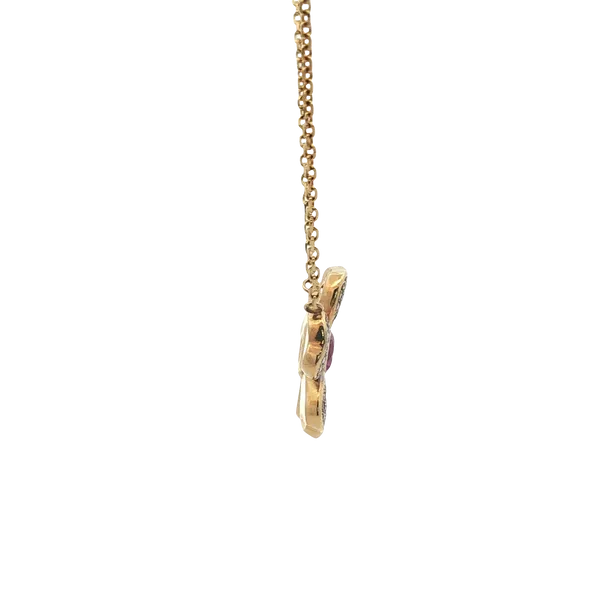 0.0.42CT PINK SAPPHIRE FLOWER NECKLACE Lester Martin Dresher, PA