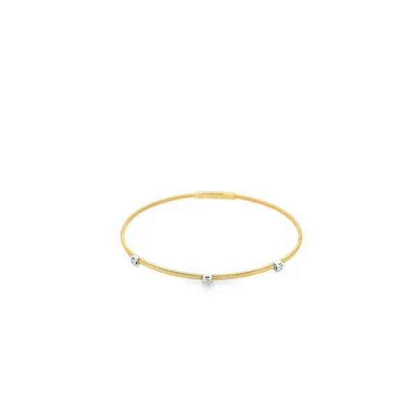 0.15CTW DIAMOND BANGLE BRACELET WITH 3 PRONG SET DIAMONDS SET IN 14K TECTURED YELLOW GOLD similar item image