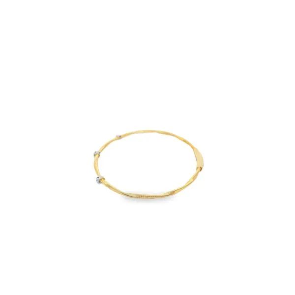 0.17CTW DIAMOND BANGLE BRACELET WITH 3 PRONG SET DIAMONDS SET IN 14K TEXTURED AND TWISTED YELLOW AND WHITE GOLD Image 3 Lester Martin Dresher, PA