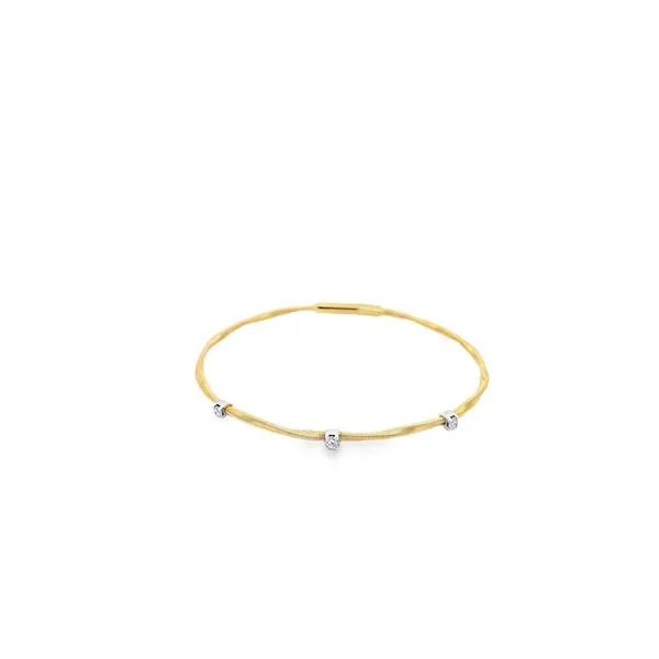 0.17CTW DIAMOND BANGLE BRACELET WITH 3 PRONG SET DIAMONDS SET IN 14K TEXTURED AND TWISTED YELLOW AND WHITE GOLD similar item image