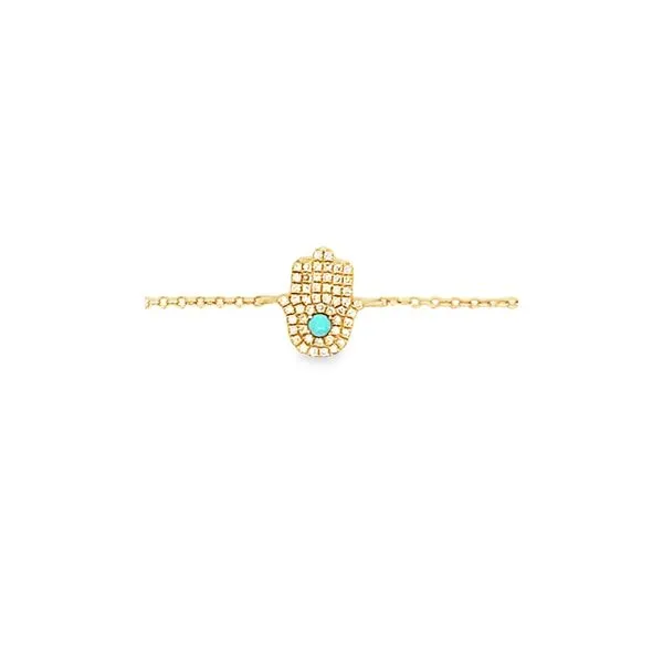 0.12CTW DIAMOND AND 0.05 TURQUISE HAMSA BRACELET Image 2 Lester Martin Dresher, PA