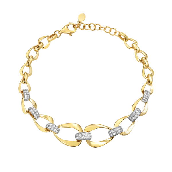 0.25CTW DIAMOND AND 14K YELLOW GOLD GRADUATED LINK BRACELET Lester Martin Dresher, PA