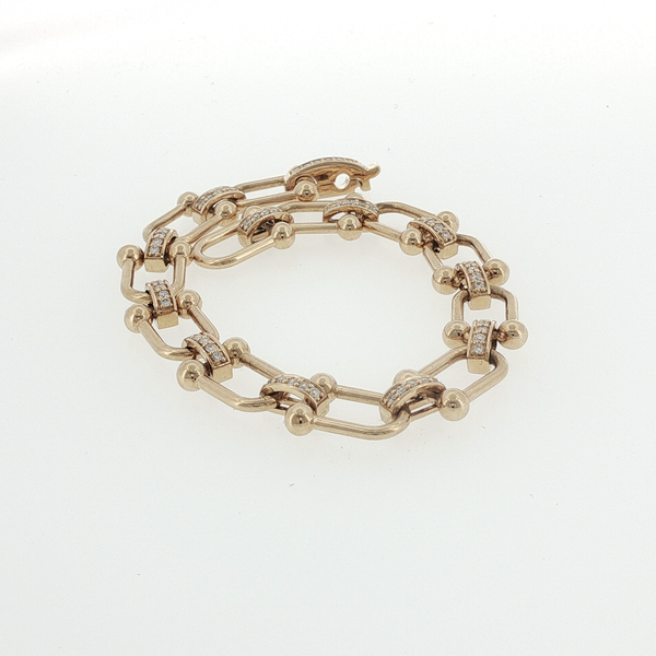 0.67CTW DIAMOND AND 14K YELLOW GOLD TIFFANY STYLE LINK BRACELET Lester Martin Dresher, PA