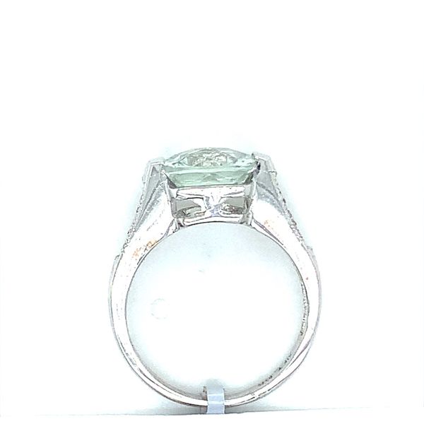 1.00CT CUSHION CUT GREEN QUARTZ RING WITH 0.09TWT DIAMOND ACCENTS Image 3 Lester Martin Dresher, PA